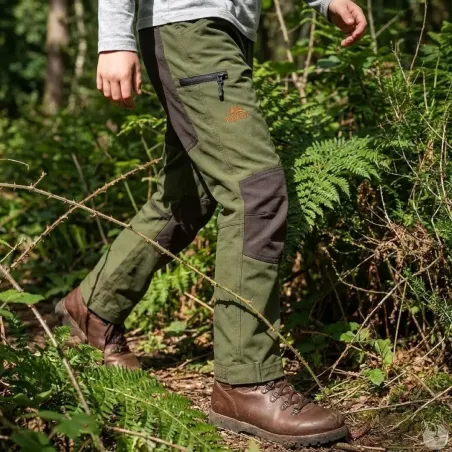 Pantalon chasse enfant Lynx polyester coton vert 6 à 16 ans