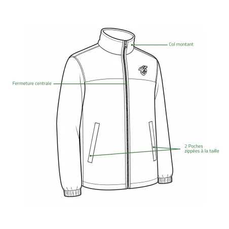 Blouson polaire sanglier T314N 2 poches polyester kaki M à 4XL