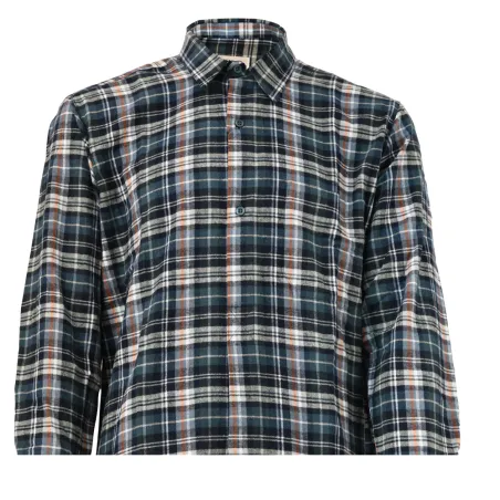 Chemise Tanouk bleu marine en flanelle coton à longs pans
