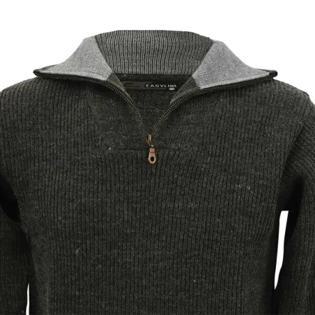 Pull col camionneur Lorry gris anthracite acrylique laine M à 3XL