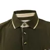 Polo brodé sanglier manches courtes coton piqué kaki 