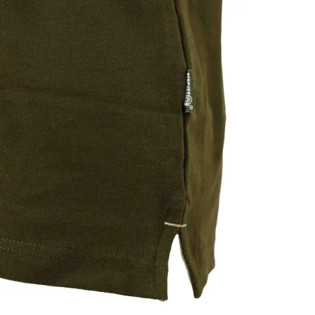 Polo brodé sanglier manches courtes coton piqué kaki 