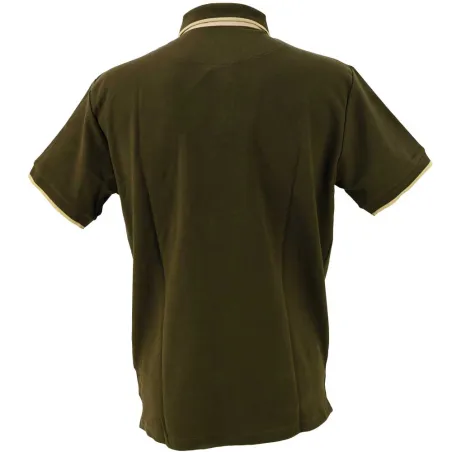 Polo brodé sanglier manches courtes coton piqué kaki 