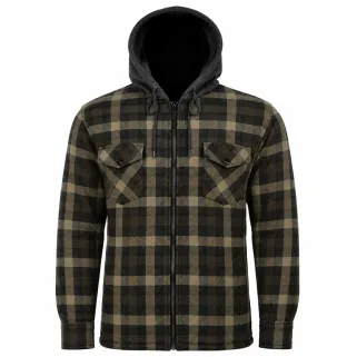 Chemise polaire à capuche 4 poches sherpa marron
