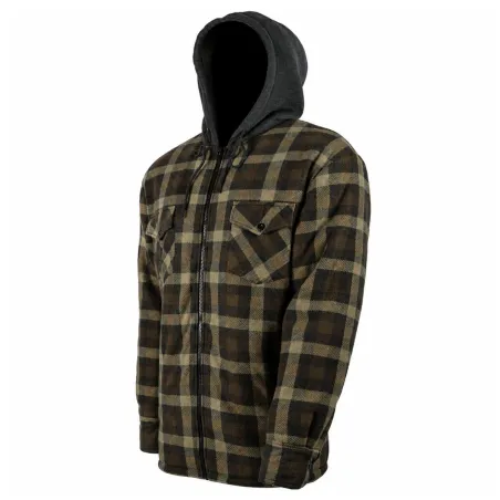 Chemise polaire à capuche 4 poches sherpa marron