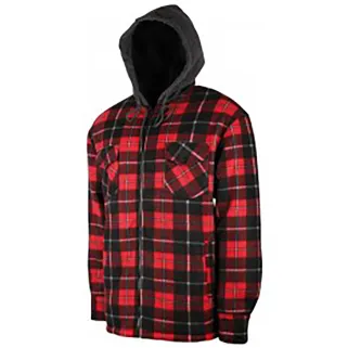 Chemise polaire à capuche 4 poches sherpa rouge