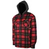 Chemise polaire à capuche 4 poches sherpa rouge