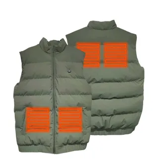 Gilet chauffant kaki USB 3 niveaux de température