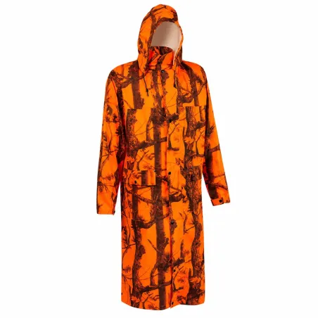 Manteau imperméable long polyuréthane orange camo blaze M à 4XL