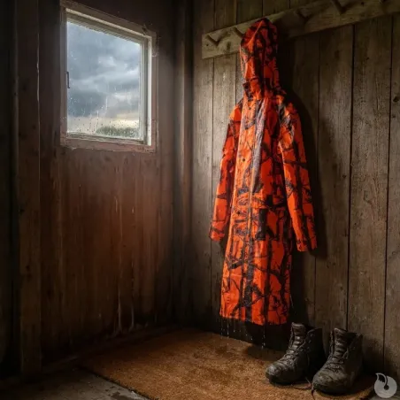 Manteau imperméable long polyuréthane orange camo blaze M à 4XL