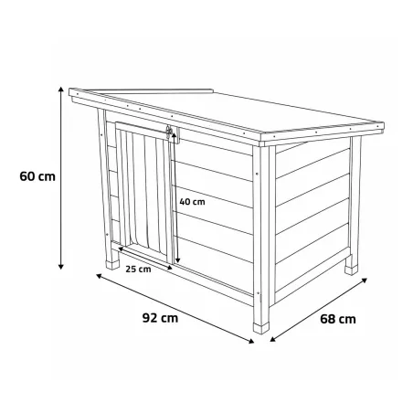 Niche en bois haute isolation 92x68x60cm - Épicéa 3 couches avec toit étanche
