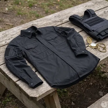 Chemise Ubas Fighter multipoches coton polyester noir M à 3XL