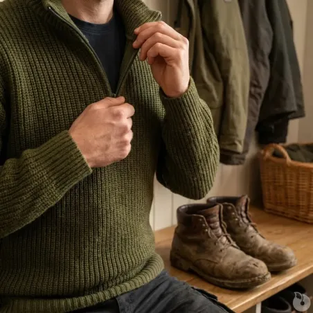 Pull Troyer Olive à Col Camionneur - Brandit® Homme