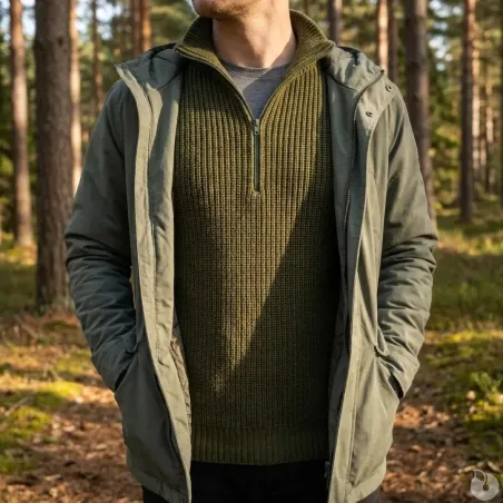 Pull Troyer Olive à Col Camionneur - Brandit® Homme