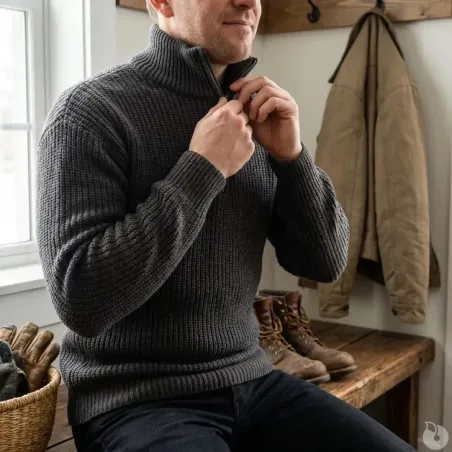Pull Troyer Homme Anthracite - Col Camionneur - Brandit®