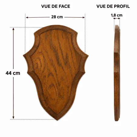 Écusson trophée chevreuil en chêne foncé ciré 44x28 cm | Ducatillon