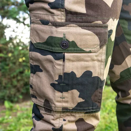 Pantalon de chasse treillis 6 poches coton camo CE