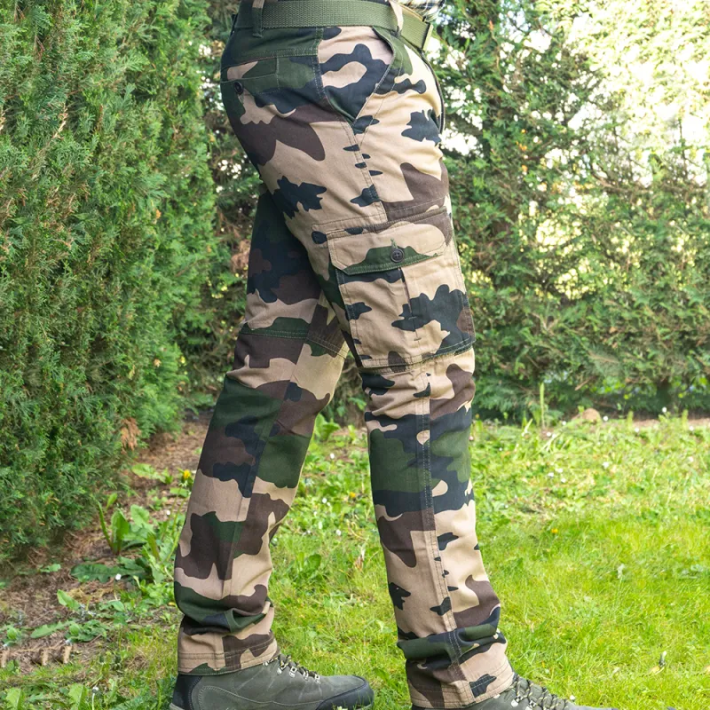 Pantalon de chasse treillis 6 poches coton camo CE