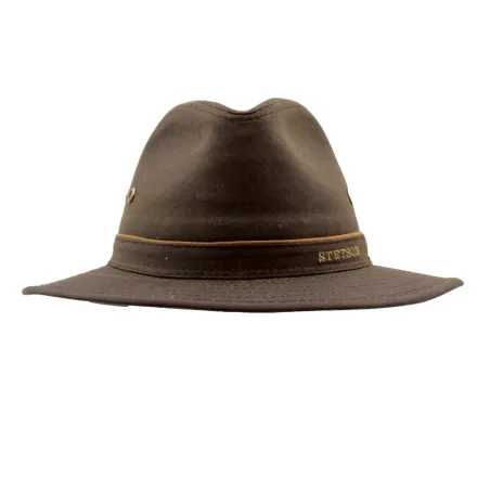 Chapeau Traveller léger coton ciré marron foncé 