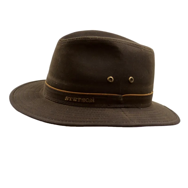 Chapeau Traveller léger coton ciré marron foncé 