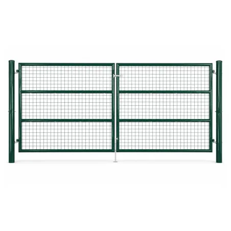 Portail 2 vantaux grillagé 3x1,5m - Maille 50mm - Vert