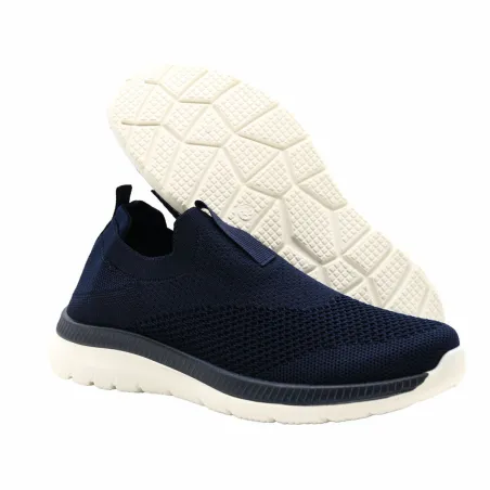 Baskets femme sans lacets textile semelle pvc bleu marine 36 à 42