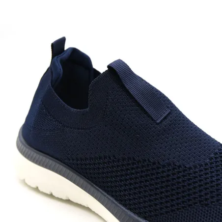 Baskets femme sans lacets textile semelle pvc bleu marine 36 à 42