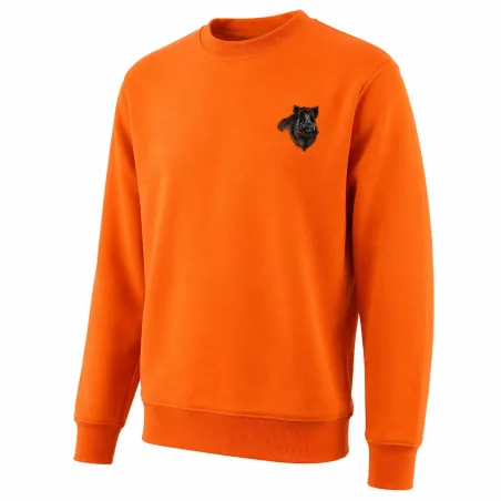 Sweat Orange Sanglier Treeland 100% Polyester Brodé Confortable