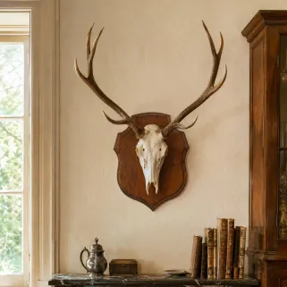 Écusson de chasse en chêne foncé ciré 30x23 cm | Fabrication française | Ducatillon