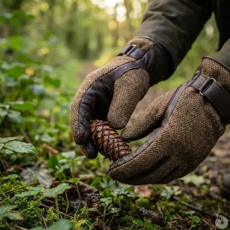 Gants Walker and Hawkes Brookmore Marron Cuir Tweed