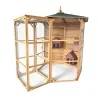 Volière hexagonale en bois traité avec sas et abris