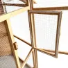 Volière hexagonale en bois traité avec sas et abris