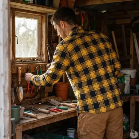 Chemise à carreaux homme en flanelle jaune et noire - Brandit®