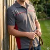 Polo Thunder gris-rouge 50% polyester/coton 2 boutons col