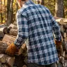 Chemise longue à carreaux bleu Chevron taille L à 2XL
