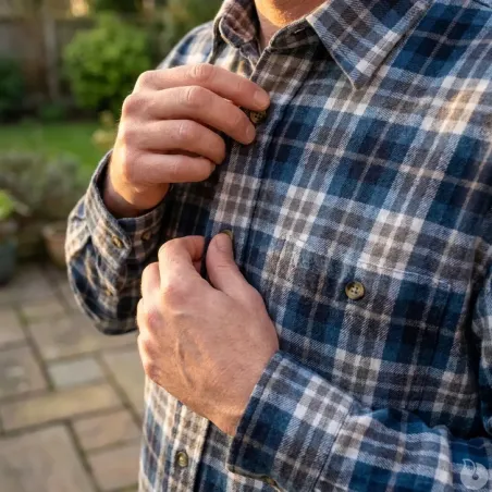 Chemise longue à carreaux bleu Chevron taille L à 2XL