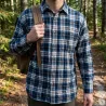 Chemise longue à carreaux bleu Chevron taille L à 2XL