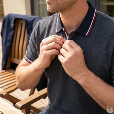 Polo manches courtes LORD coton polyester gris chiné S au 3XL