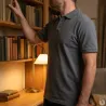 Polo Tonique coupe ajustée col rond coton gris nuit M à 3XL
