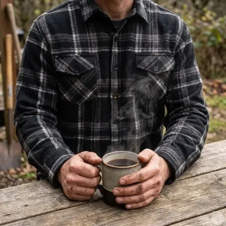 Chemise chaude homme à carreaux polyester grise M à 3XL