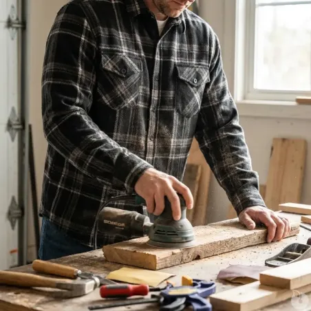 Chemise chaude homme à carreaux polyester grise M à 3XL