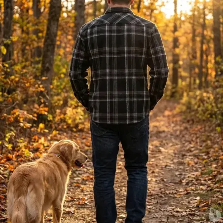 Chemise chaude homme à carreaux polyester grise M à 3XL