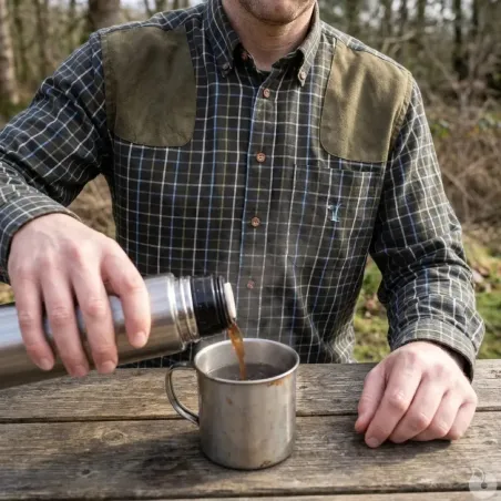 Chemise Percussion Sologne 100% coton marron taille S à 3XL