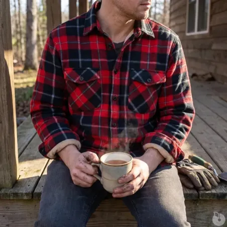 Chemise chaude homme à carreaux rouge