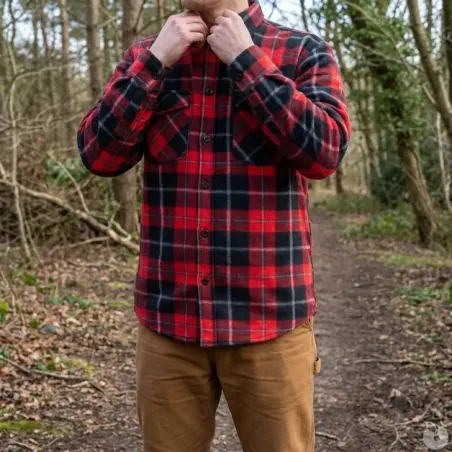 Chemise chaude homme à carreaux rouge