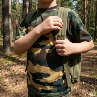 T-shirt enfant double piquage 100% coton camo CE 4 à 14 ans