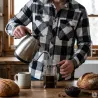 Chemise Homme à Carreaux Brandit® - Blanche et Noire - Manches Longues en Flanelle 100% Coton