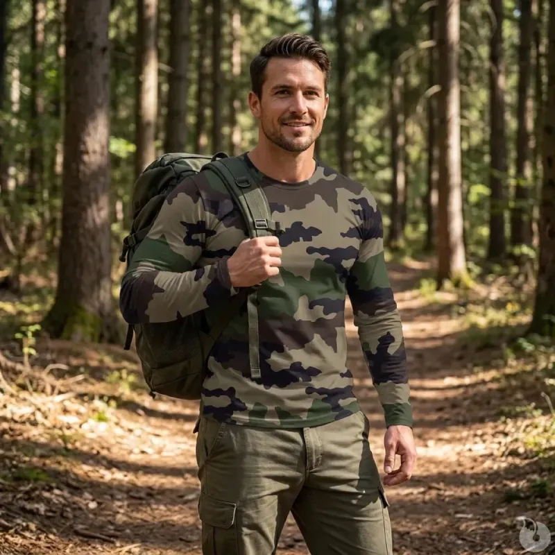 T-shirt Homme Camouflage CE Manches Longues - Coton Peigné 180g/m²