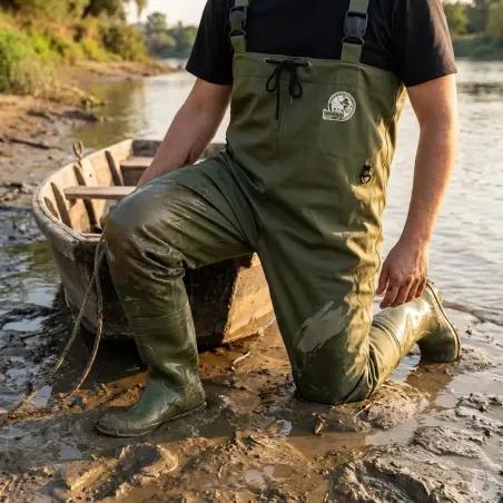 Waders Homme Nylon PVC Kaki - Imperméables avec Maille Anti-Transpirante