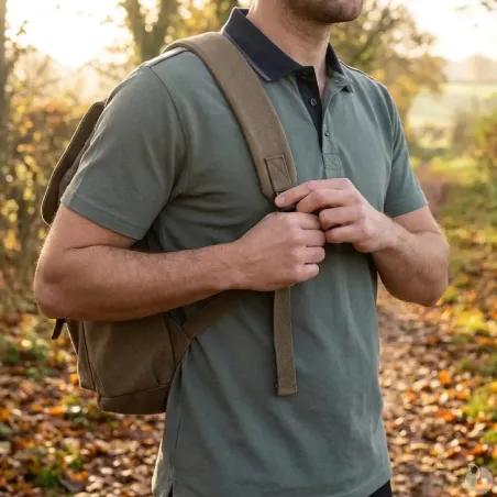 Polo Homme LMA® Col Chemise - Coton Polyester Kaki